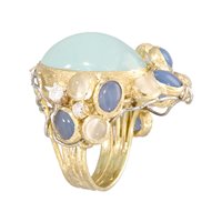 Vicenza - Piazzetta Palladio 2 - Ringe Soprana Dame in Gelbgold Acquamarina 18.00 Ct MARE CALMO - MARE CALMO